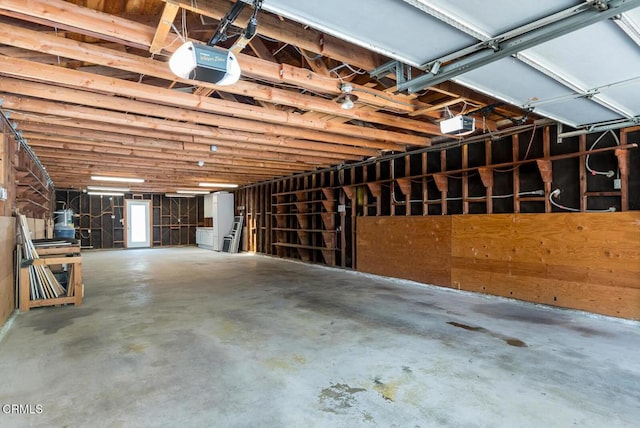 garage with a garage door opener