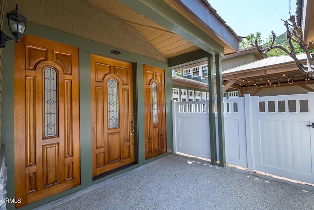 property entrance with a porch