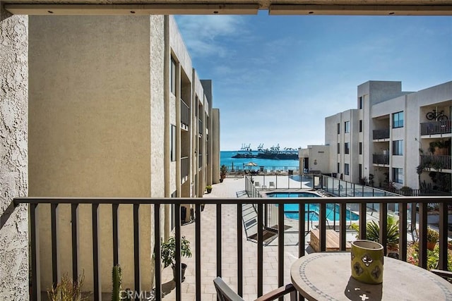 balcony with a water view