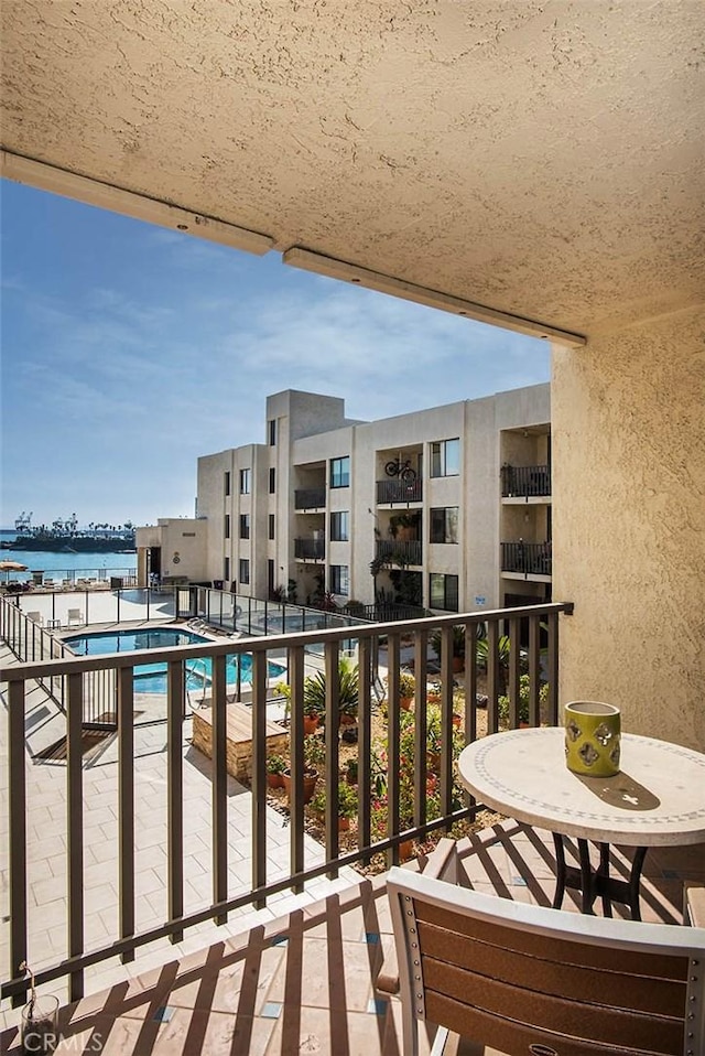 balcony with a water view