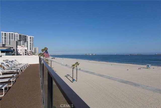 property view of water featuring a view of the beach