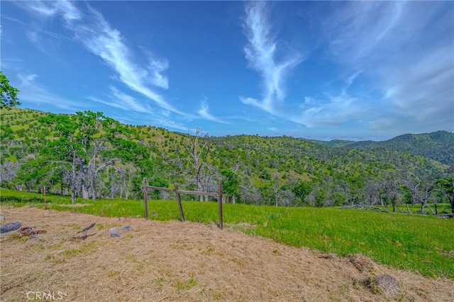 property view of mountains featuring a wooded view