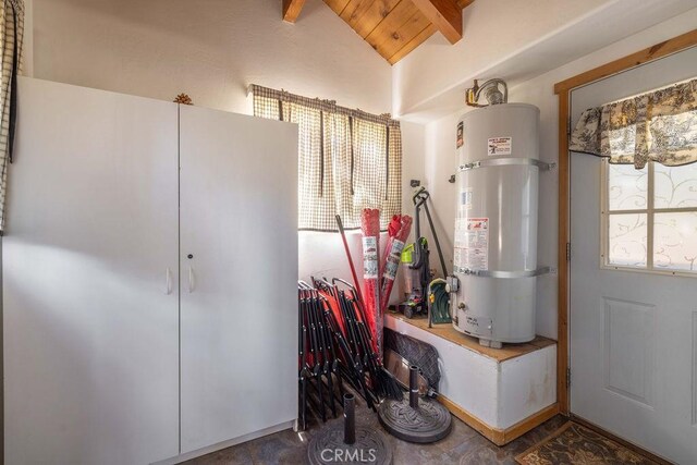 utility room with secured water heater