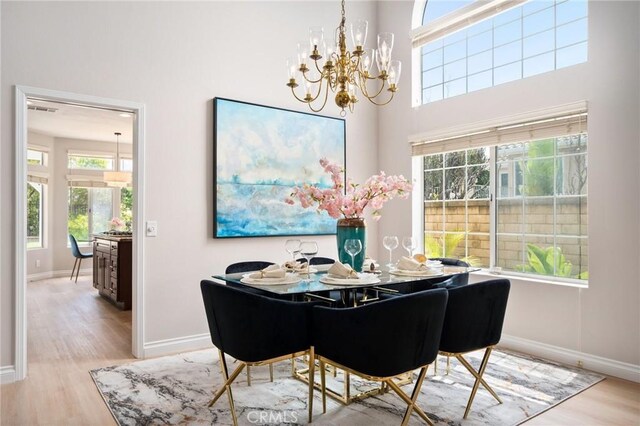 4930 Rockhampton Ct, Yorba Linda, CA 92887 - dining room with visible vents, wood finished floors, baseboards, and a notable chandelier