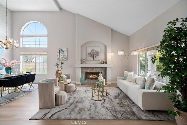 4930 Rockhampton Ct, Yorba Linda, CA 92887 - living area featuring high vaulted ceiling, a healthy amount of sunlight, and wood finished floors