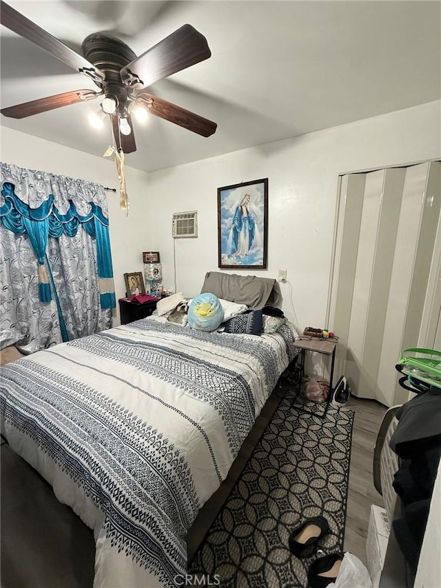 18016 Los Palacios, Rowland Heights, CA 91748 - bedroom featuring a closet, wood finished floors, and a ceiling fan