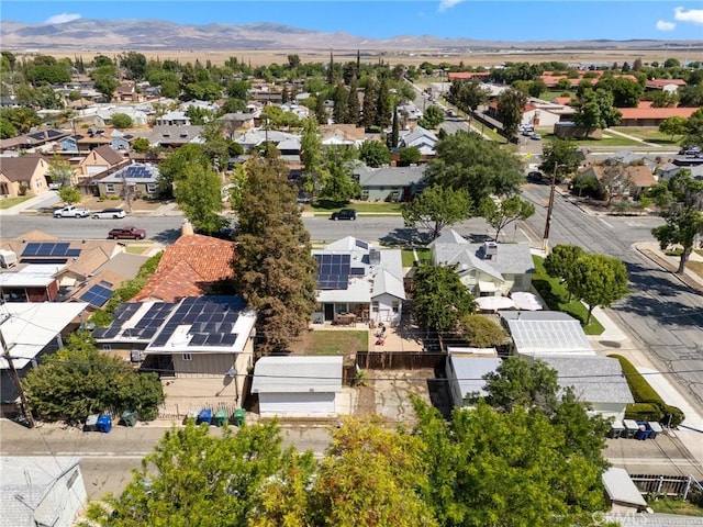 aerial view featuring a residential view and a mountain view