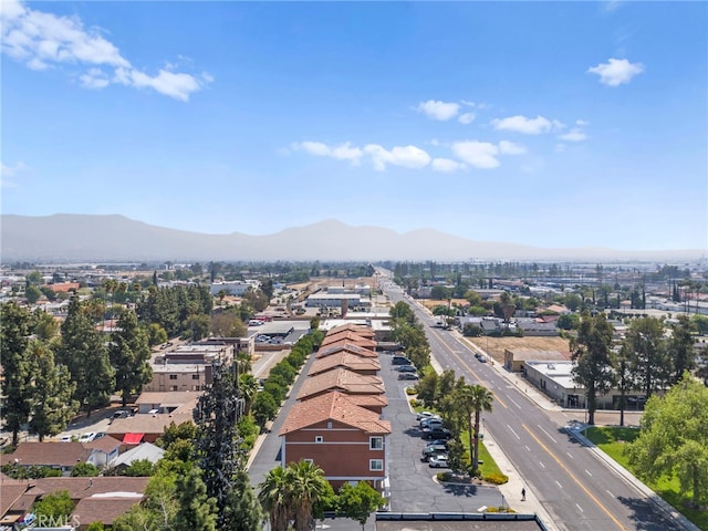 drone / aerial view with a mountain view