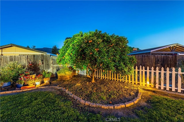 view of yard featuring a fenced backyard