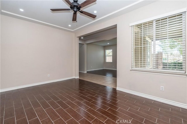 27321 Carlton Oaks St, Murrieta, CA 92562 - unfurnished room featuring baseboards, a ceiling fan, recessed lighting, and dark wood finished floors
