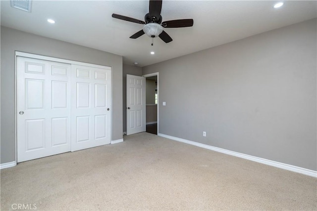 27321 Carlton Oaks St, Murrieta, CA 92562 - unfurnished bedroom featuring visible vents, baseboards, recessed lighting, and carpet floors