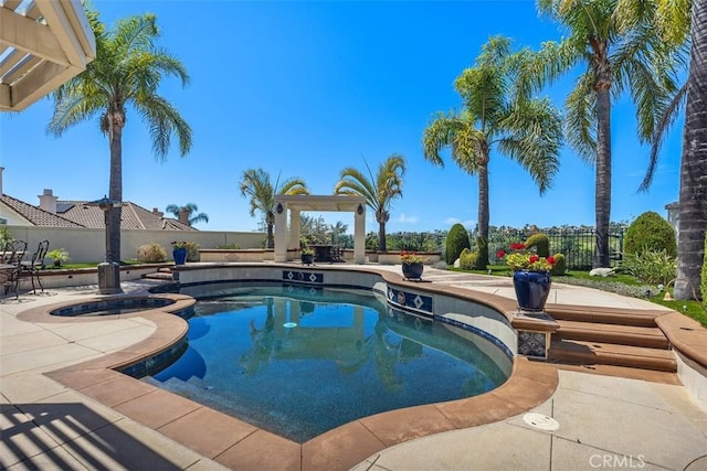 view of pool with a patio area, a fenced backyard, and a fenced in pool