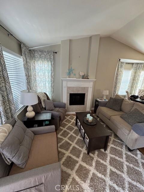2 Via Pariente, Rancho Santa Margarita, CA 92688 - living area with vaulted ceiling and a fireplace