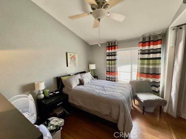 2 Via Pariente, Rancho Santa Margarita, CA 92688 - bedroom with vaulted ceiling, wood finished floors, and a ceiling fan