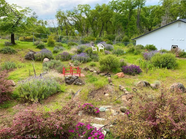 view of yard with fence