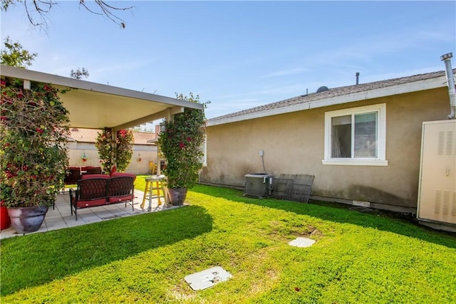 10517 50th St, Jurupa Valley, CA 91752 - view of yard with central AC unit, outdoor lounge area, and a patio