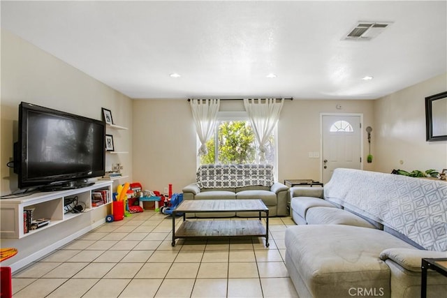 10517 50th St, Jurupa Valley, CA 91752 - living area featuring visible vents, recessed lighting, and light tile patterned floors