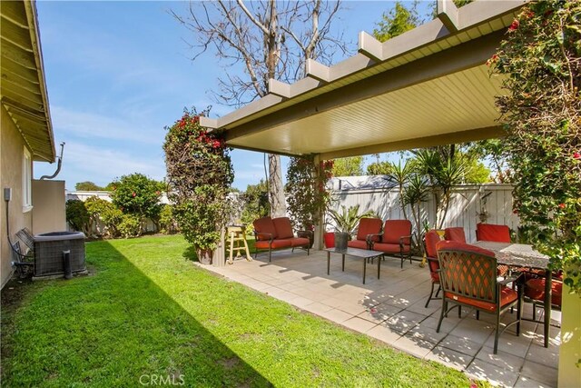 10517 50th St, Jurupa Valley, CA 91752 - view of yard with central AC unit, a fenced backyard, and a patio area