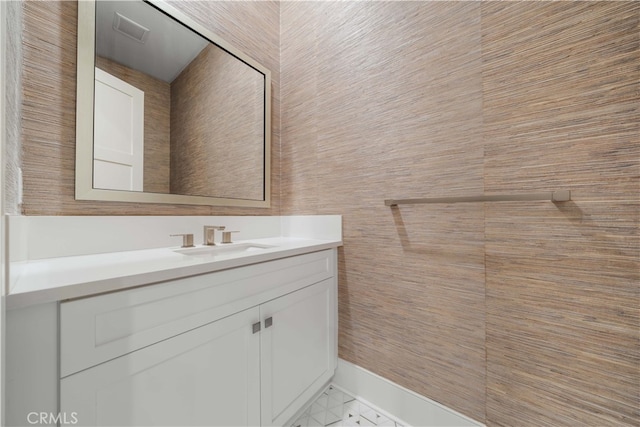bathroom with vanity and visible vents