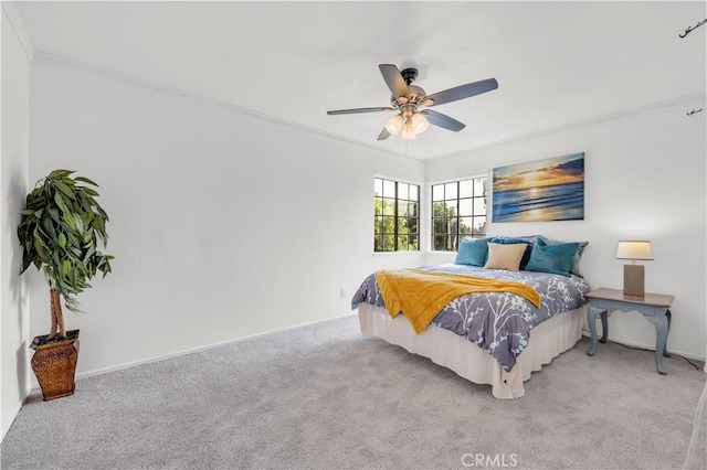450 Anchor Way, Carlsbad, CA 92008 - bedroom featuring crown molding, carpet flooring, ceiling fan, and baseboards