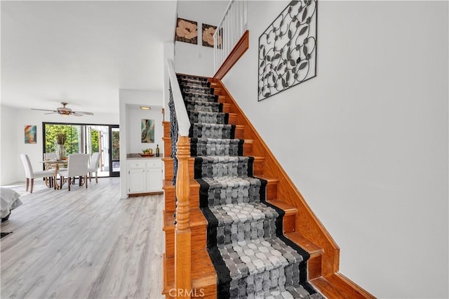 450 Anchor Way, Carlsbad, CA 92008 - staircase featuring ceiling fan and wood finished floors