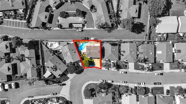 aerial view with a residential view