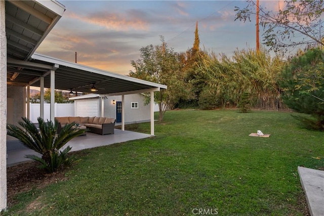 1260 S Pennsylvania, Glendora, CA 91740 - yard at dusk featuring an outdoor living space and a patio
