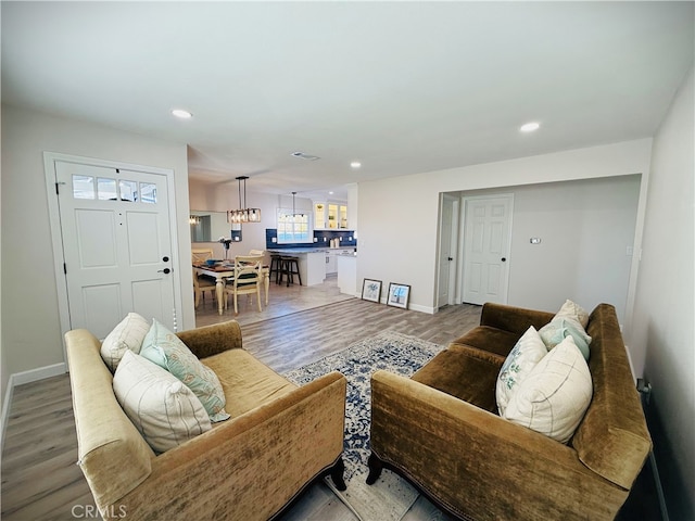 1260 S Pennsylvania, Glendora, CA 91740 - living area featuring light wood-style flooring, recessed lighting, and baseboards
