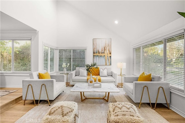 19 Alameda, Irvine, CA 92620 - living area with baseboards, wood finished floors, and a healthy amount of sunlight