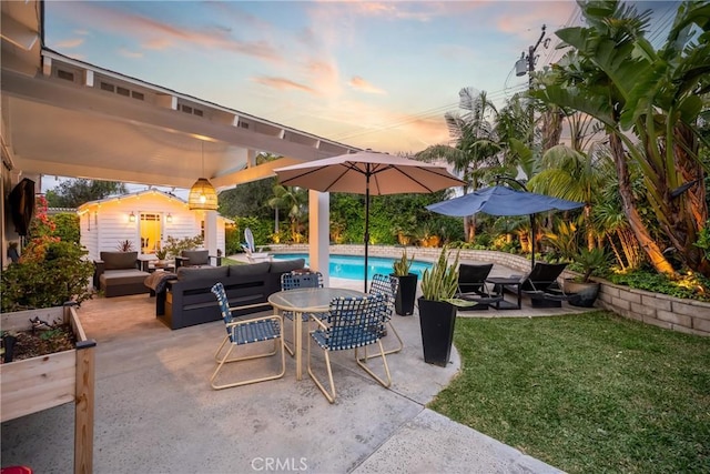 2818 Francis Ln, Costa Mesa, CA 92626 - view of patio featuring a fenced in pool and an outdoor living space