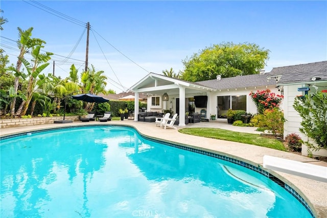 2818 Francis Ln, Costa Mesa, CA 92626 - pool featuring an outdoor living space and a patio area