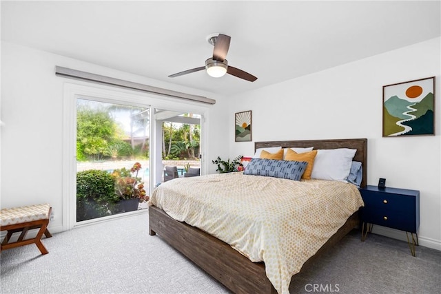 2818 Francis Ln, Costa Mesa, CA 92626 - carpeted bedroom with a ceiling fan and access to exterior