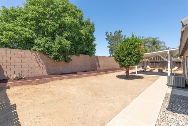 29129 Crestline Dr, Menifee, CA 92584 - fenced backyard featuring a patio and cooling unit