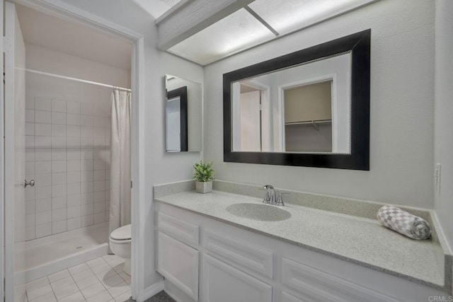 321 N Melrose Dr Unit A, Vista, CA 92083 - full bathroom with tile patterned floors, vanity, tiled shower, and toilet