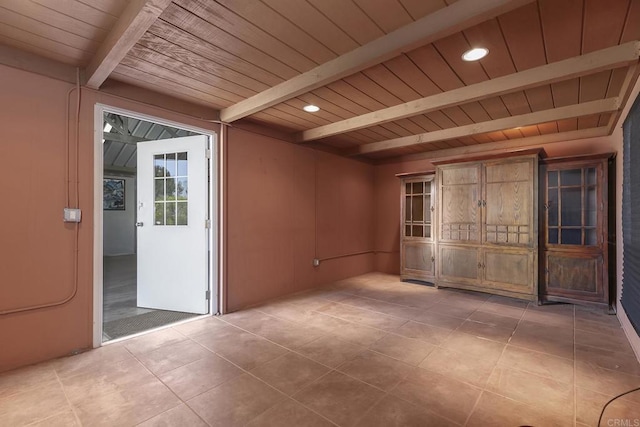 2483 Buckman Springs Rd, Campo, CA 91906 - interior space featuring beamed ceiling, recessed lighting, and wood ceiling