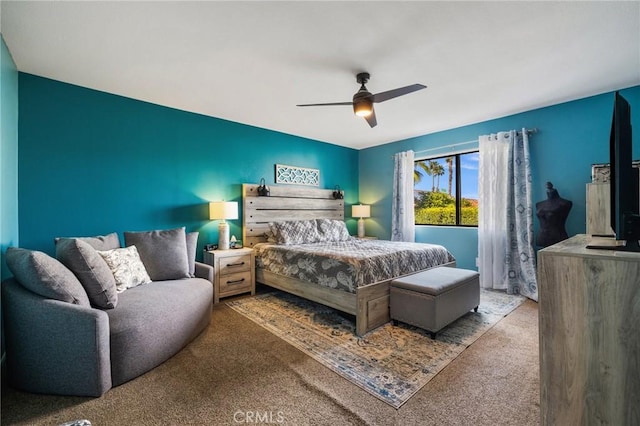 43590 Warner Trl, Palm Desert, CA 92211 - carpeted bedroom featuring a ceiling fan