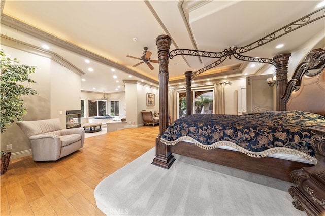 1199 Village Dr, Chino Hills, CA 91709 - bedroom with ornamental molding, wood finished floors, multiple windows, recessed lighting, and baseboards