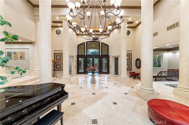 1199 Village Dr, Chino Hills, CA 91709 - common area with ornamental molding and a high ceiling