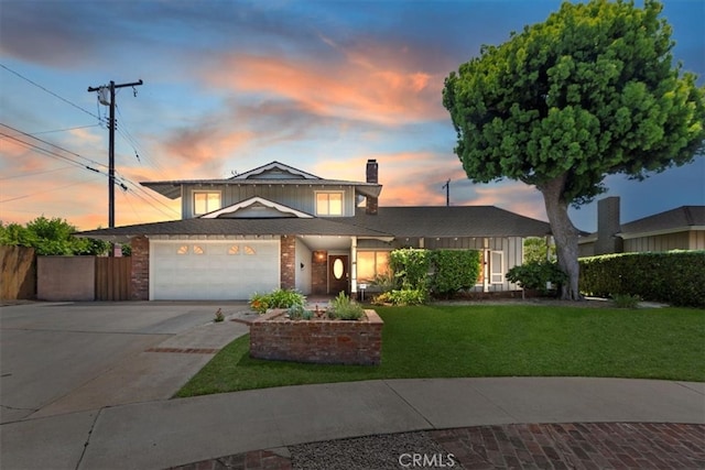 1736 E Edgecomb St, Covina, CA 91724 - traditional-style house featuring concrete driveway, a garage, a chimney, and brick siding