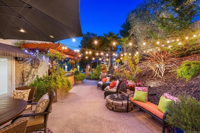 455 Ridgeview Ct, Bonita, CA 91902 - patio at night with a fire pit
