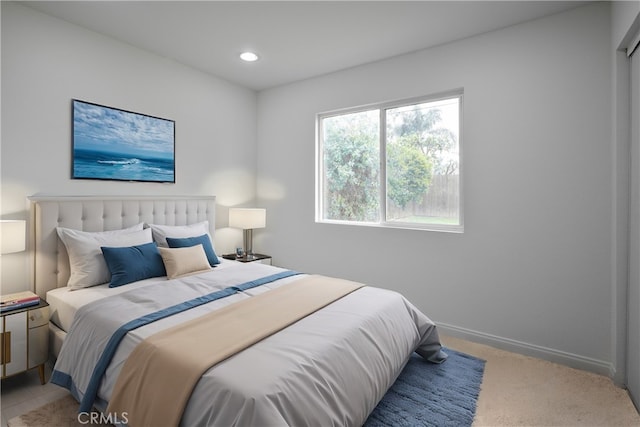 bedroom with baseboards and recessed lighting