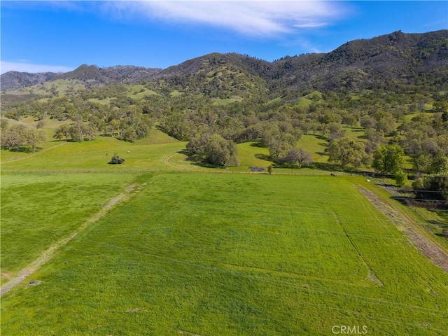 birds eye view of property featuring a rural view and a mountain view