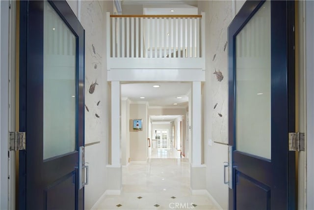736 Harbor Island Dr, Newport Beach, CA 92660 - tiled entryway with ornamental molding and baseboards