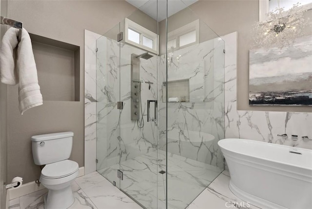 625 Calle Miguel, San Clemente, CA 92672 - full bath featuring a soaking tub, marble finish flooring, and a marble finish shower