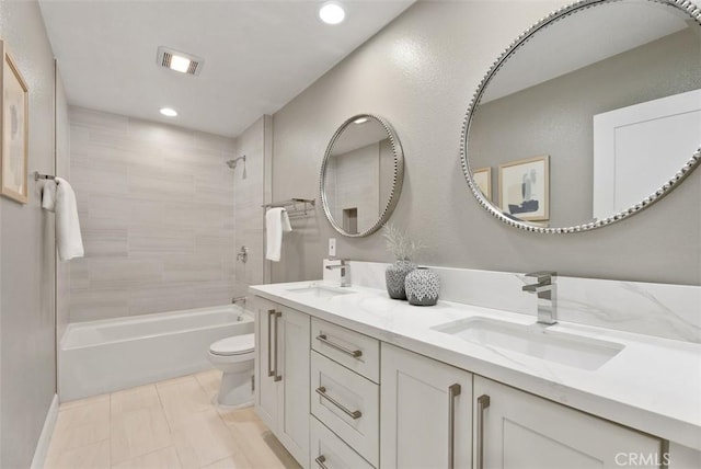 625 Calle Miguel, San Clemente, CA 92672 - bathroom with double vanity, shower / bath combination, and recessed lighting