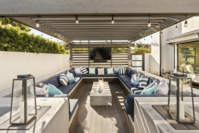 314 S Nardo Ave, Solana Beach, CA 92075 - view of patio / terrace featuring an outdoor hangout area, a wooden deck, and fence