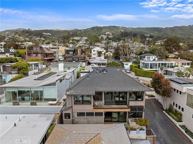 aerial view with a mountain view and a residential view