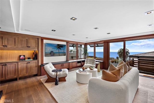 living area with wood finished floors