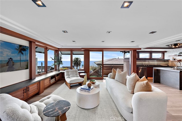living room with light wood-style floors