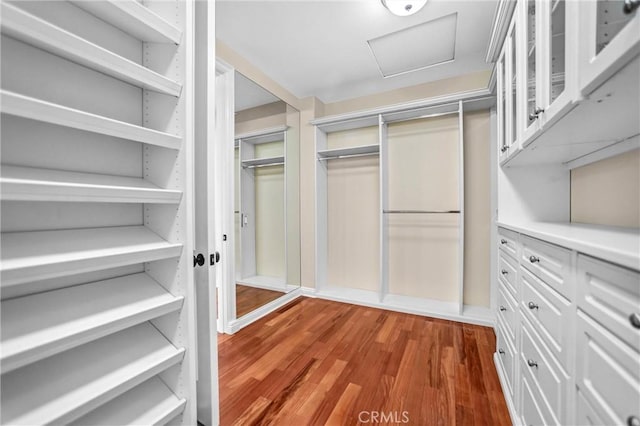 1489 Caballero Rd, Arcadia, CA 91006 - spacious closet with attic access and dark wood-type flooring